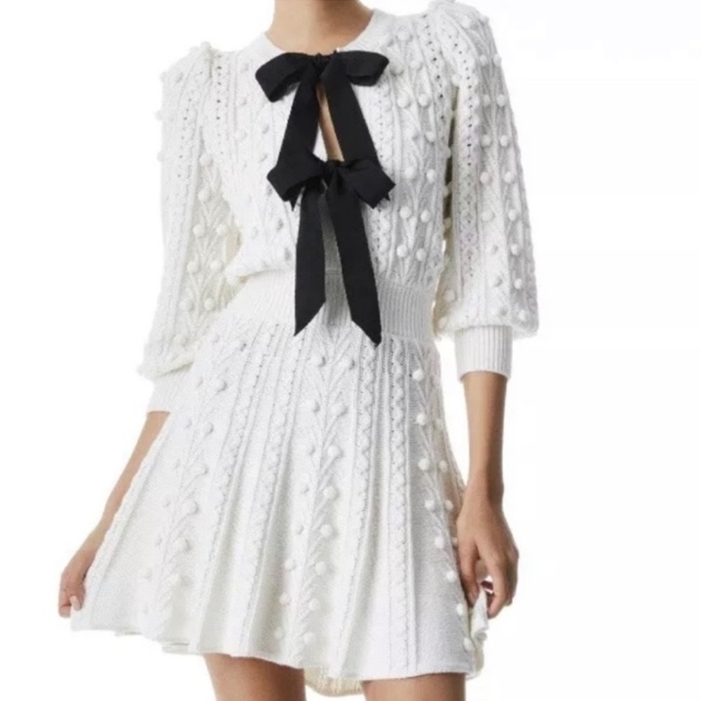 NWOT: Alice and Olivia XS cream color sweater dress.